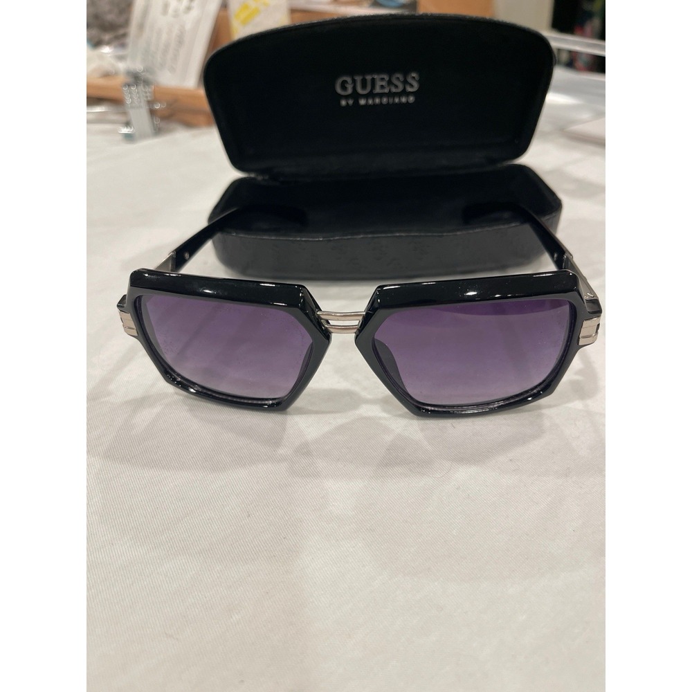 Guess by Marciano Sunglasses Black Frame Purple Gradient Lens Designer‎ w/ Case